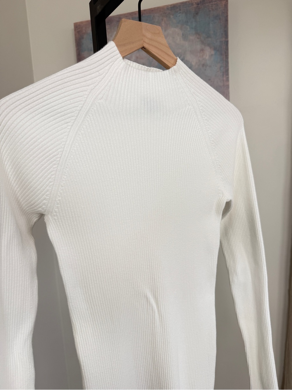 Quince Womens Eco-Knit Ribbed Mock Neck Sweater Dress Small Ivory Midi Slit - Picture 4 of 8